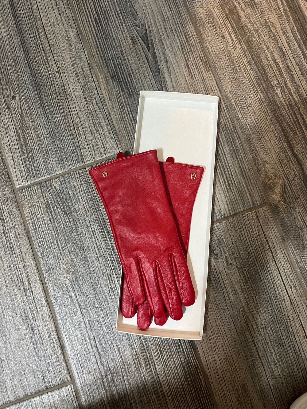 Etienne Aigner Red Leather Gloves